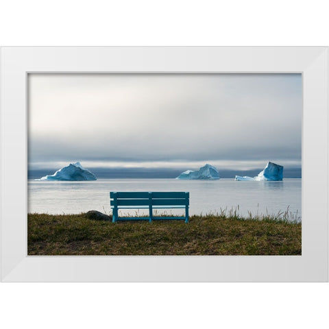 Floating iceberg in the fjord-Qeqertarsuaq-Greenland White Modern Wood Framed Art Print by Su, Keren
