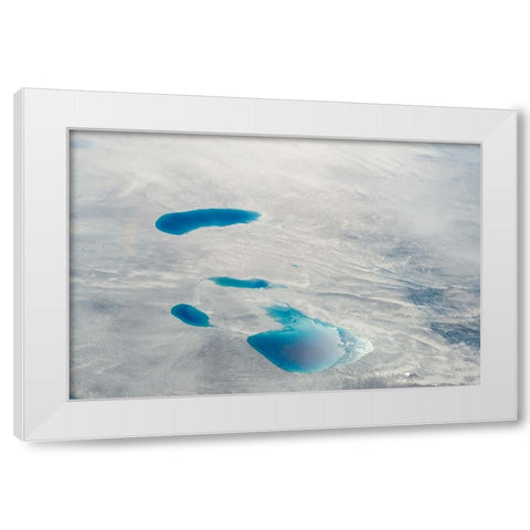 Aerial view of ice sheet-Greenland White Modern Wood Framed Art Print by Su, Keren