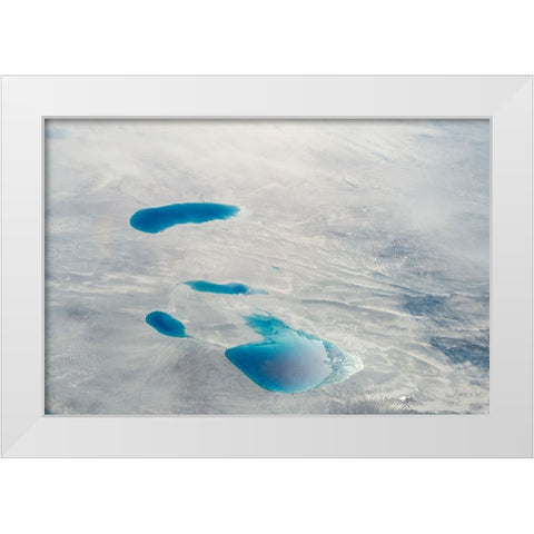 Aerial view of ice sheet-Greenland White Modern Wood Framed Art Print by Su, Keren