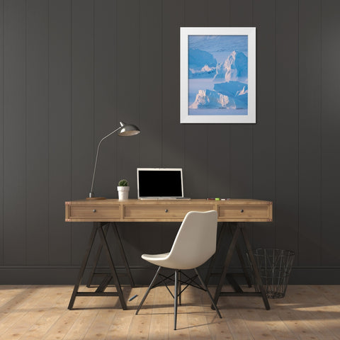 Icebergs frozen into the sea ice of the Uummannaq Fjord System during winter  White Modern Wood Framed Art Print by Zwick, Martin