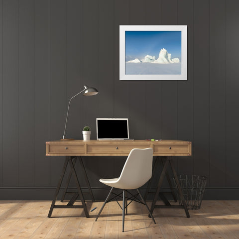 Icebergs frozen into the sea ice of the Uummannaq Fjord System during winter  White Modern Wood Framed Art Print by Zwick, Martin