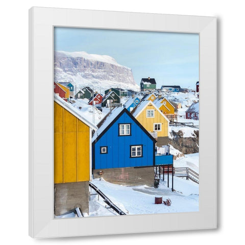Town Uummannaq during winter in northern White Modern Wood Framed Art Print by Zwick, Martin