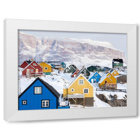 Town Uummannaq during winter in northern White Modern Wood Framed Art Print by Zwick, Martin