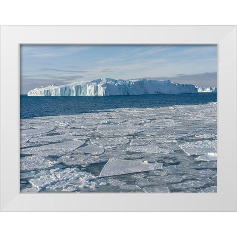 Winter at the Ilulissat Fjord-located in the Disko Bay in West Greenland White Modern Wood Framed Art Print by Zwick, Martin