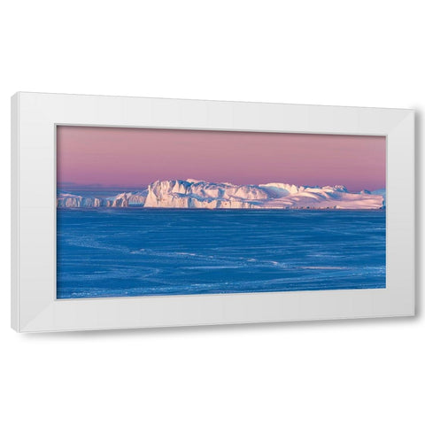 Sunrise during winter at the Ilulissat Fjord-located in the Disko Bay in West Greenland White Modern Wood Framed Art Print by Zwick, Martin