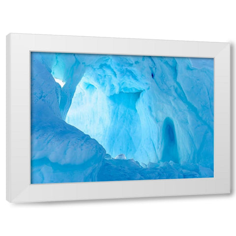 Iceberg frozen into the sea ice of the Uummannaq fjord system during winter-Greenland-Danish Territ White Modern Wood Framed Art Print by Zwick, Martin