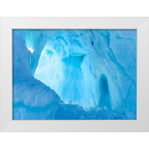 Iceberg frozen into the sea ice of the Uummannaq fjord system during winter-Greenland-Danish Territ White Modern Wood Framed Art Print by Zwick, Martin