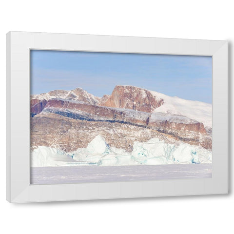 Icebergs frozen into the sea ice of the Uummannaq fjord system during winter-Greenland-Danish Terri White Modern Wood Framed Art Print by Zwick, Martin