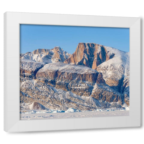 Icebergs in front of Appat Island-frozen into the sea ice of the Uummannaq fjord system during wint White Modern Wood Framed Art Print by Zwick, Martin