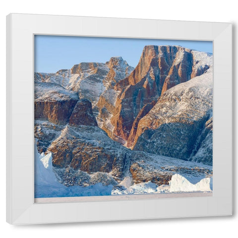 Icebergs in front of Appat Island-frozen into the sea ice of the Uummannaq fjord system during wint White Modern Wood Framed Art Print by Zwick, Martin