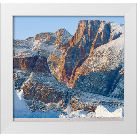 Icebergs in front of Appat Island-frozen into the sea ice of the Uummannaq fjord system during wint White Modern Wood Framed Art Print by Zwick, Martin