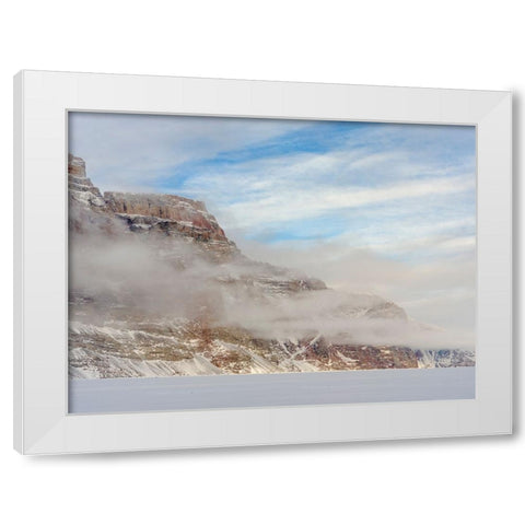 Storen Island-frozen into the sea ice of the Uummannaq fjord system during winter-Greenland-Danish  White Modern Wood Framed Art Print by Zwick, Martin