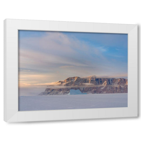 Icebergs in front of Storen Island-frozen into the sea ice of the Uummannaq fjord system during win White Modern Wood Framed Art Print by Zwick, Martin
