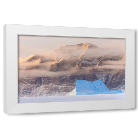 Icebergs in front of Storen Island-frozen into the sea ice of the Uummannaq fjord system during win White Modern Wood Framed Art Print by Zwick, Martin