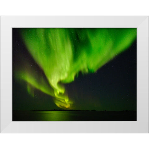 Northern lights over the fjord Nuup Kangerlua Danish Territory White Modern Wood Framed Art Print by Zwick, Martin