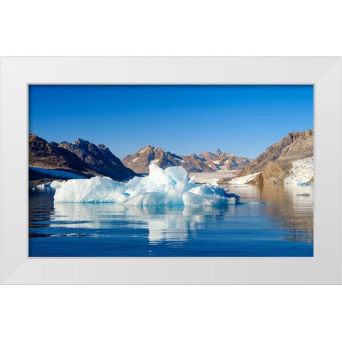 Karale glacier in the Sermiligaaq Fjord- Ammassalik- Danish Territory. White Modern Wood Framed Art Print by Zwick, Martin
