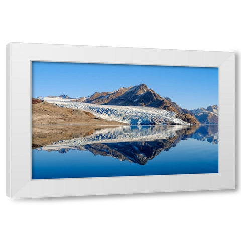 Glacier in the Sermiligaaq Fjord- Ammassalik- Danish Territory. White Modern Wood Framed Art Print by Zwick, Martin