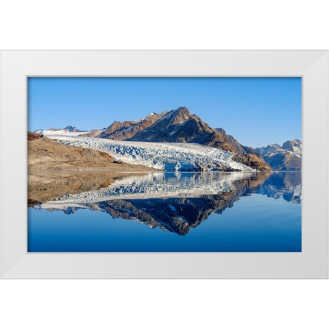 Glacier in the Sermiligaaq Fjord- Ammassalik- Danish Territory. White Modern Wood Framed Art Print by Zwick, Martin