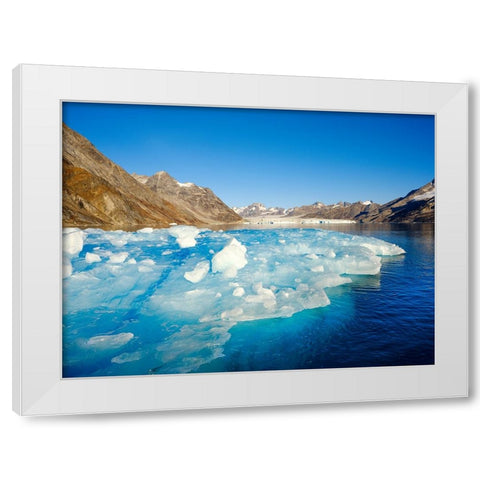 Iceberg in front of Knud Rasmussen Glacier-Sermiligaaq Fjord- Ammassalik- Danish Territory. White Modern Wood Framed Art Print by Zwick, Martin