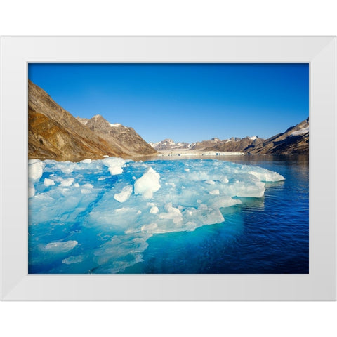 Iceberg in front of Knud Rasmussen Glacier-Sermiligaaq Fjord- Ammassalik- Danish Territory. White Modern Wood Framed Art Print by Zwick, Martin