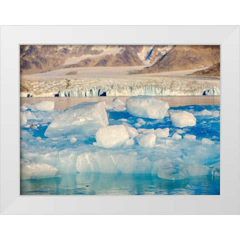 Iceberg in front of Knud Rasmussen Glacier-Sermiligaaq Fjord- Ammassalik- Danish Territory. White Modern Wood Framed Art Print by Zwick, Martin