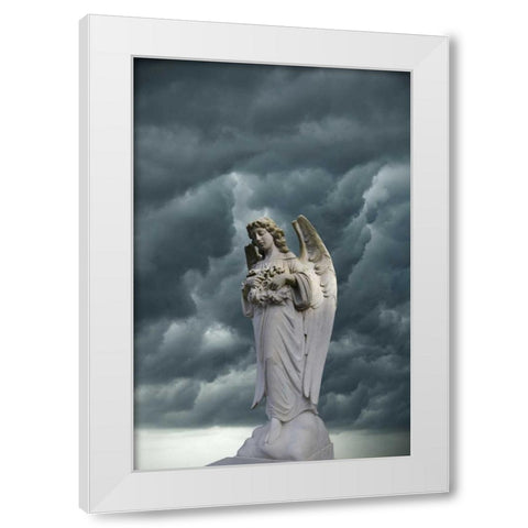 Artistic creation of angel and dark clouds White Modern Wood Framed Art Print by Zuckerman, Jim