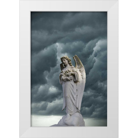 Artistic creation of angel and dark clouds White Modern Wood Framed Art Print by Zuckerman, Jim