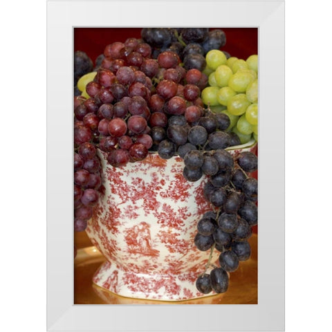 Still life of grape varieties in vase White Modern Wood Framed Art Print by Paulson, Don
