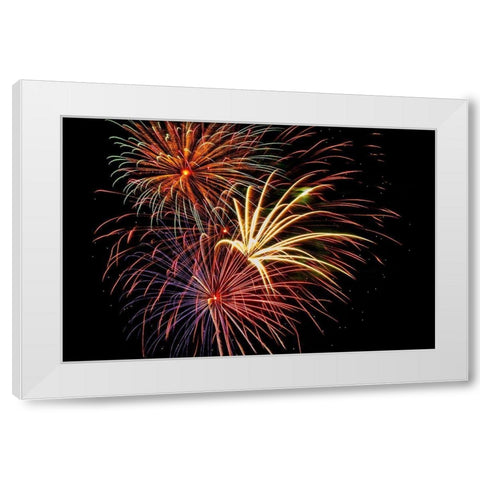 Independence Day fireworks-USA White Modern Wood Framed Art Print by Engelbrecht, Jim