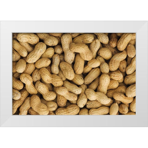 Close-up of unshelled peanuts White Modern Wood Framed Art Print by Flaherty, Dennis