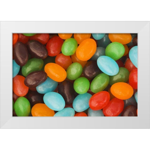 Colorful assortment of jelly bean candy White Modern Wood Framed Art Print by Flaherty, Dennis