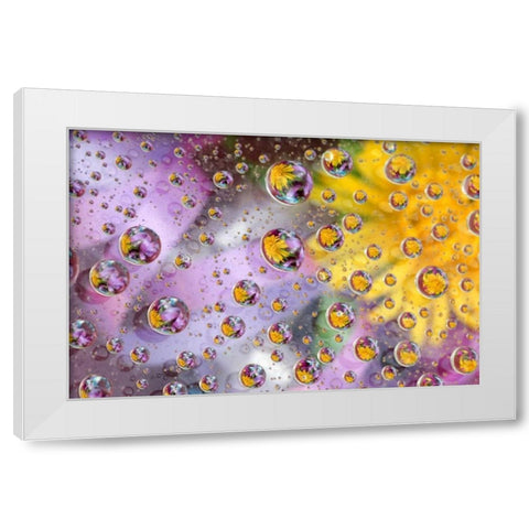 Bubbles abstract with flowers White Modern Wood Framed Art Print by Rotenberg, Nancy