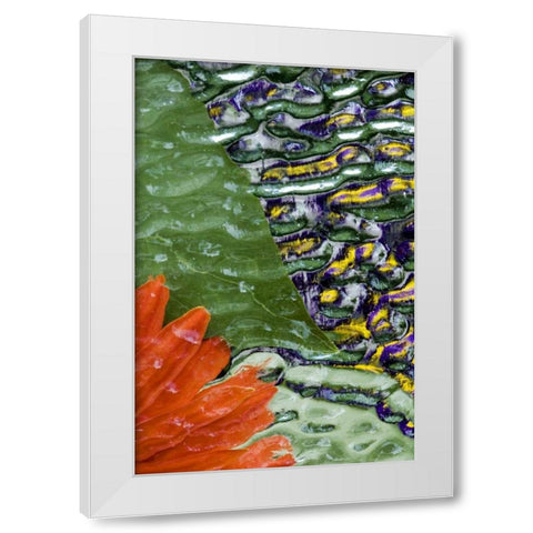 Flowers and leaves in pattern under glass White Modern Wood Framed Art Print by Rotenberg, Nancy