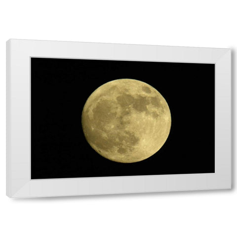 Full moon with yellowish hue White Modern Wood Framed Art Print by Morris, Arthur