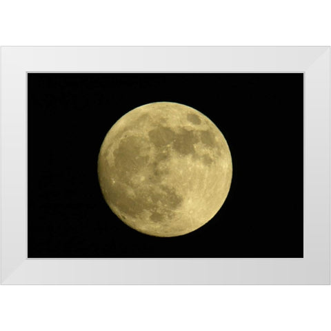 Full moon with yellowish hue White Modern Wood Framed Art Print by Morris, Arthur