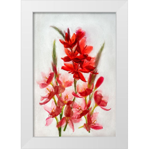 Kaffir lilies in ice White Modern Wood Framed Art Print by Jaynes Gallery