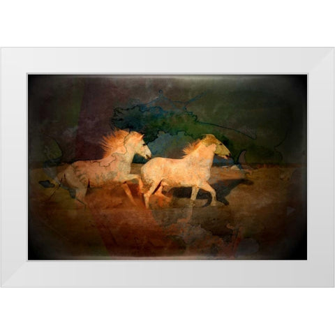 Artistic conception of running horses White Modern Wood Framed Art Print by Zuckerman, Jim