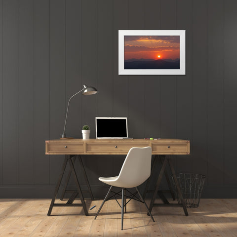Rocky mountain sunset White Modern Wood Framed Art Print by Archer, Ken