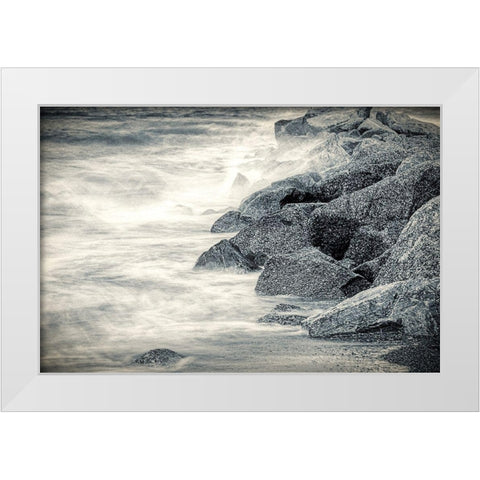 Boulders in Surf White Modern Wood Framed Art Print by Miller, Anna