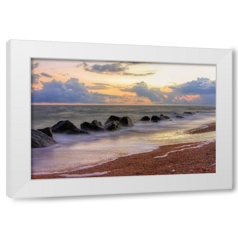Atlantic Ocean Beach at Sunrise White Modern Wood Framed Art Print by Miller, Anna
