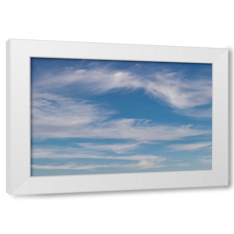 Cumulus clouds in blue sky White Modern Wood Framed Art Print by Jones, Adam