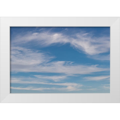 Cumulus clouds in blue sky White Modern Wood Framed Art Print by Jones, Adam