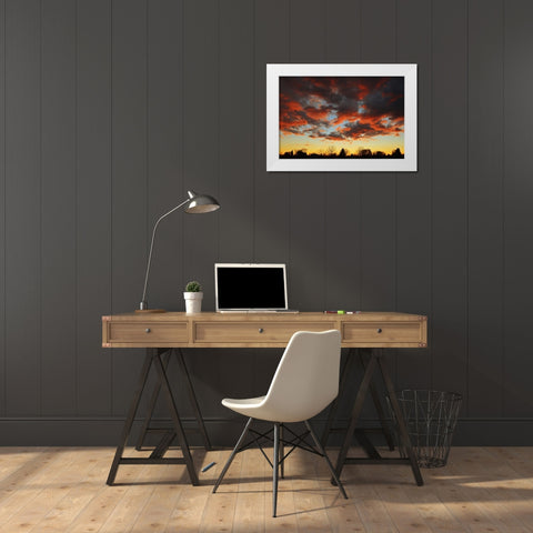 Clouds at sunset White Modern Wood Framed Art Print by Grandmaison, Mike