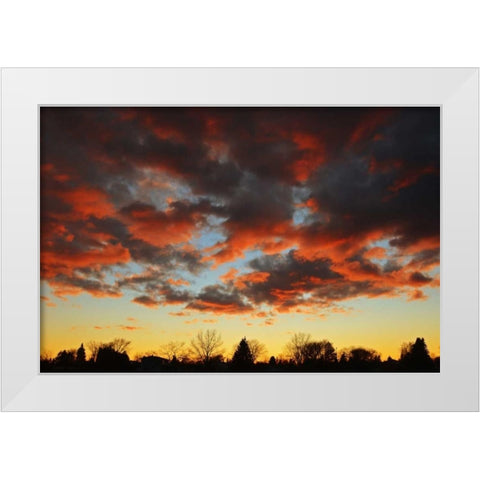 Clouds at sunset White Modern Wood Framed Art Print by Grandmaison, Mike