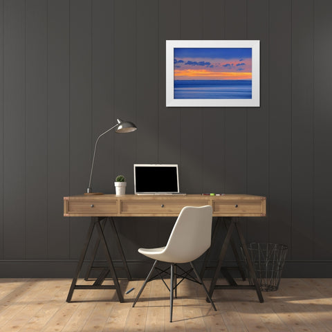 Lake Newell at sunset White Modern Wood Framed Art Print by Grandmaison, Mike