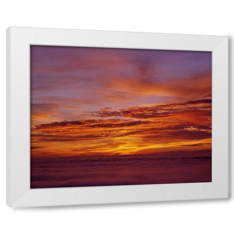 Sunset over the ocean from Cape Perpetua, OR, USA White Modern Wood Framed Art Print by Terrill, Steve
