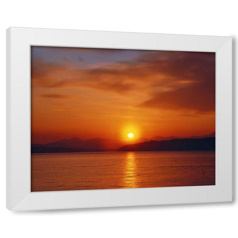 Sunset over the Olympic Mountains, WA, USA White Modern Wood Framed Art Print by Terrill, Steve