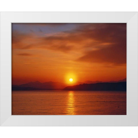 Sunset over the Olympic Mountains, WA, USA White Modern Wood Framed Art Print by Terrill, Steve