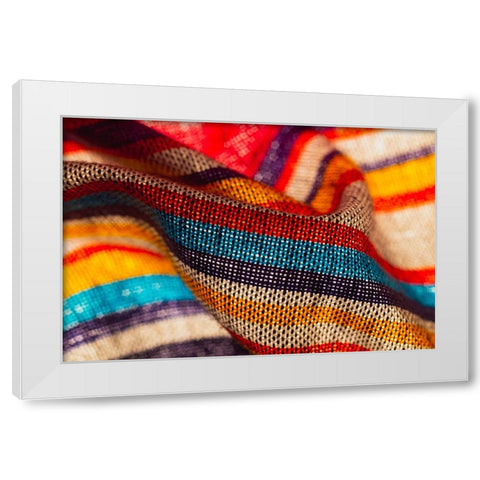 Colorful fabric detail White Modern Wood Framed Art Print by Muench, Zandria