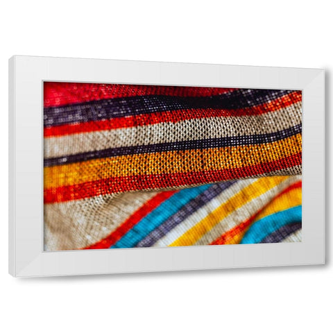 Colorful fabric detail White Modern Wood Framed Art Print by Muench, Zandria